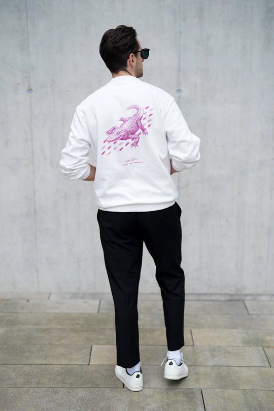 CROCO ROSE - YEUX MENTHE Blanc cassé