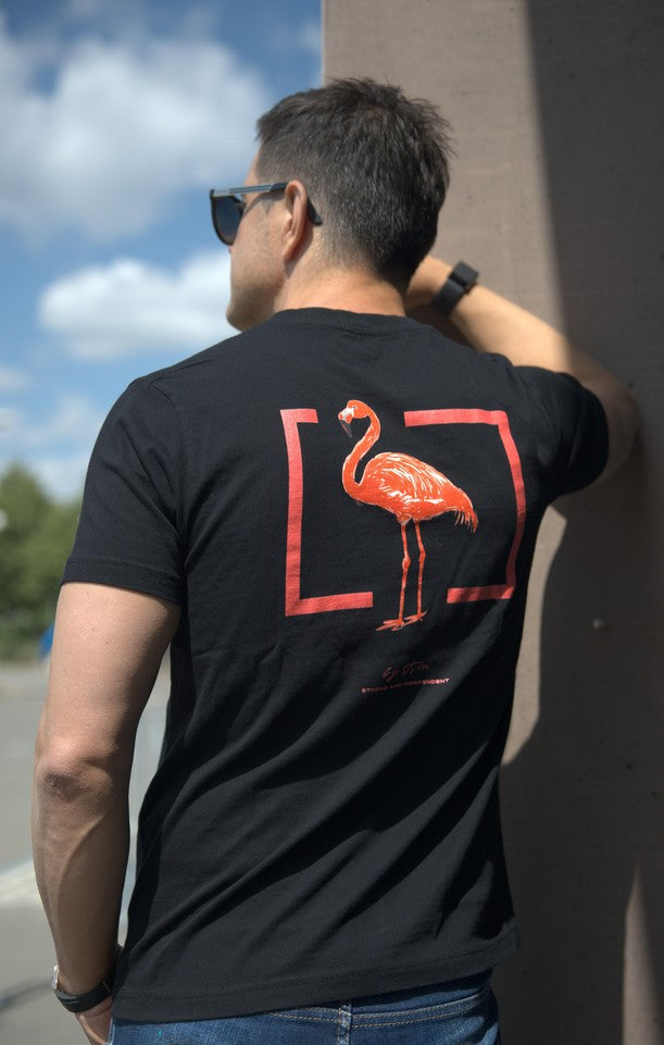 FLAMINGO - RECHTECKIGES ROTES T-SHIRT Schwarz