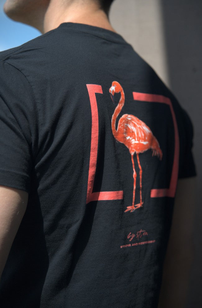 FLAMINGO - RECHTECKIGES ROTES T-SHIRT Schwarz