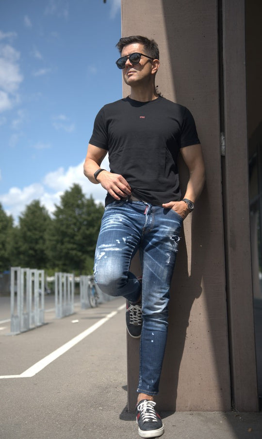 FLAMINGO - RECHTECKIGES ROTES T-SHIRT Schwarz