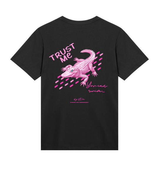 PINK CROCO - TRUST ME YOU CAN SWIM TEE Black