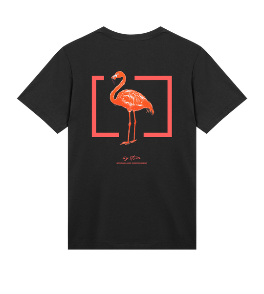 FLAMINGO - RECHTECKIGES ROTES T-SHIRT Schwarz