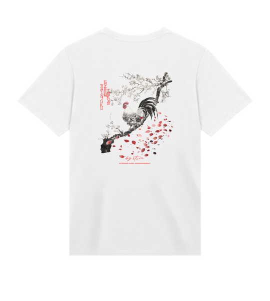 ROOSTER GREY - SAKURA TREE SHINJUKU T-SHIRT Off-White